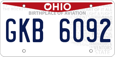 OH license plate GKB6092