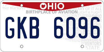 OH license plate GKB6096