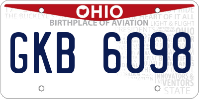 OH license plate GKB6098