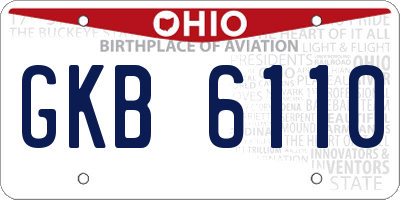 OH license plate GKB6110