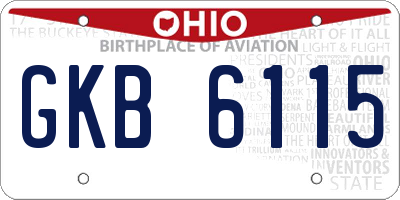 OH license plate GKB6115