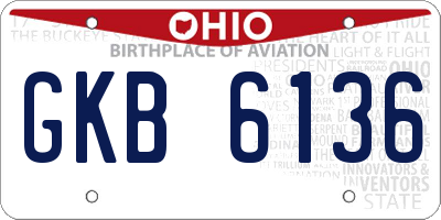 OH license plate GKB6136