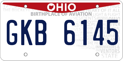 OH license plate GKB6145