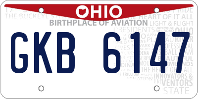 OH license plate GKB6147