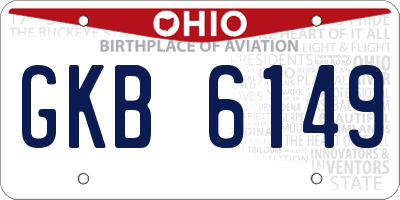 OH license plate GKB6149