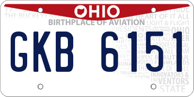 OH license plate GKB6151