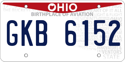 OH license plate GKB6152
