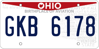 OH license plate GKB6178