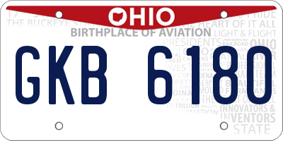 OH license plate GKB6180