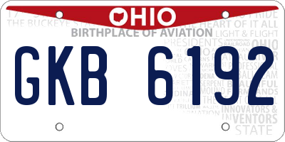 OH license plate GKB6192