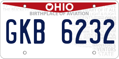 OH license plate GKB6232