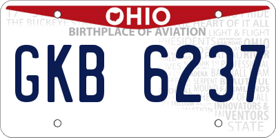 OH license plate GKB6237