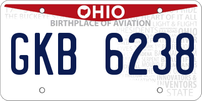 OH license plate GKB6238