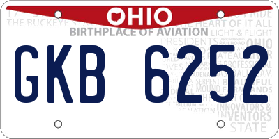 OH license plate GKB6252