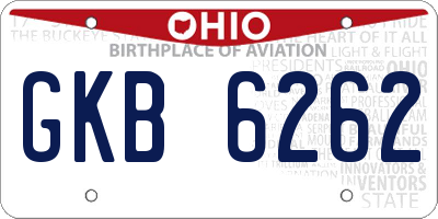 OH license plate GKB6262