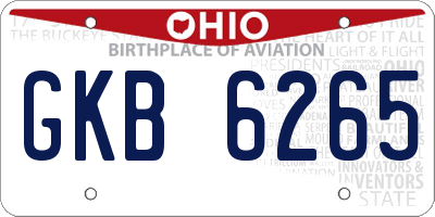 OH license plate GKB6265