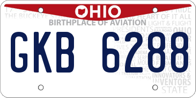 OH license plate GKB6288