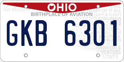 OH license plate GKB6301