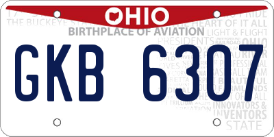 OH license plate GKB6307