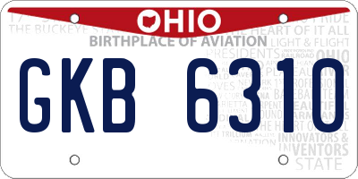 OH license plate GKB6310