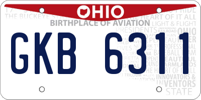 OH license plate GKB6311