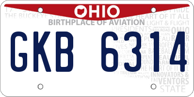 OH license plate GKB6314