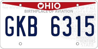 OH license plate GKB6315