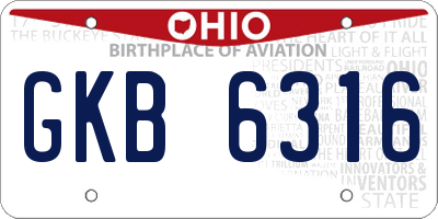 OH license plate GKB6316