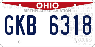 OH license plate GKB6318