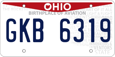 OH license plate GKB6319