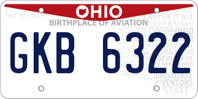 OH license plate GKB6322