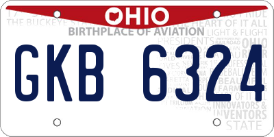 OH license plate GKB6324