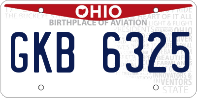 OH license plate GKB6325