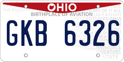 OH license plate GKB6326