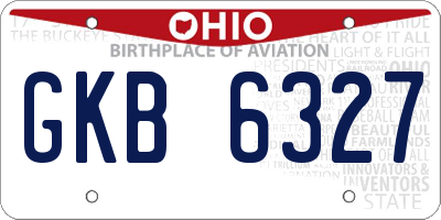OH license plate GKB6327