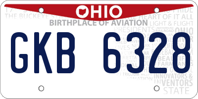 OH license plate GKB6328