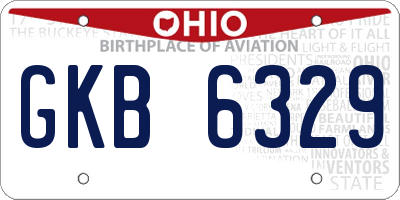 OH license plate GKB6329