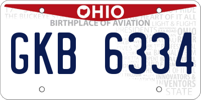 OH license plate GKB6334