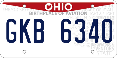 OH license plate GKB6340
