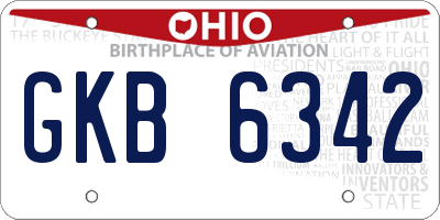 OH license plate GKB6342