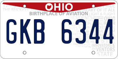 OH license plate GKB6344