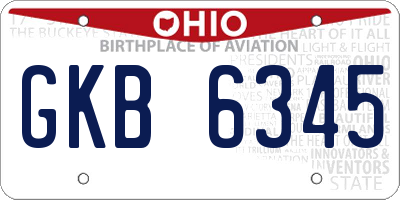 OH license plate GKB6345