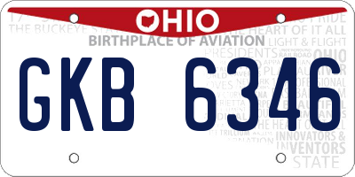 OH license plate GKB6346