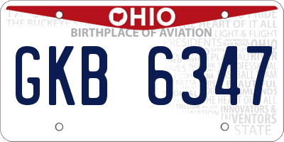 OH license plate GKB6347