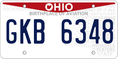 OH license plate GKB6348