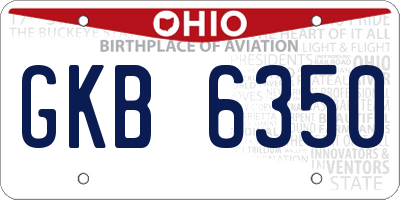 OH license plate GKB6350