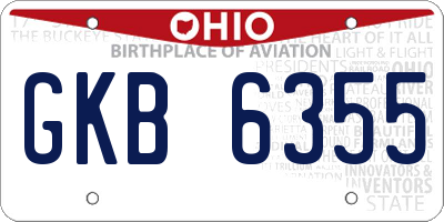 OH license plate GKB6355