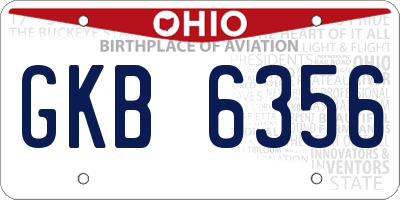 OH license plate GKB6356