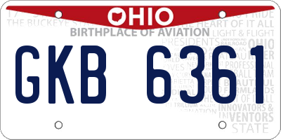 OH license plate GKB6361