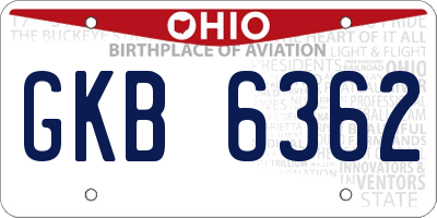 OH license plate GKB6362